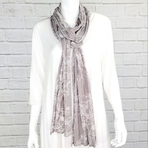 Chalet Crinkle Tan/Wht Burnout Fabric Fashion Scarf 14"W X 100"L